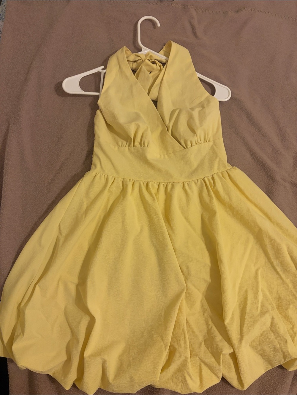 SHEIN Yellow Halter Fit & Flare Dress